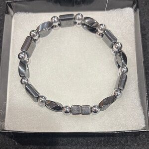 Elegant Handmade Magnetic Double Strand Silver Beaded Bracelet #190